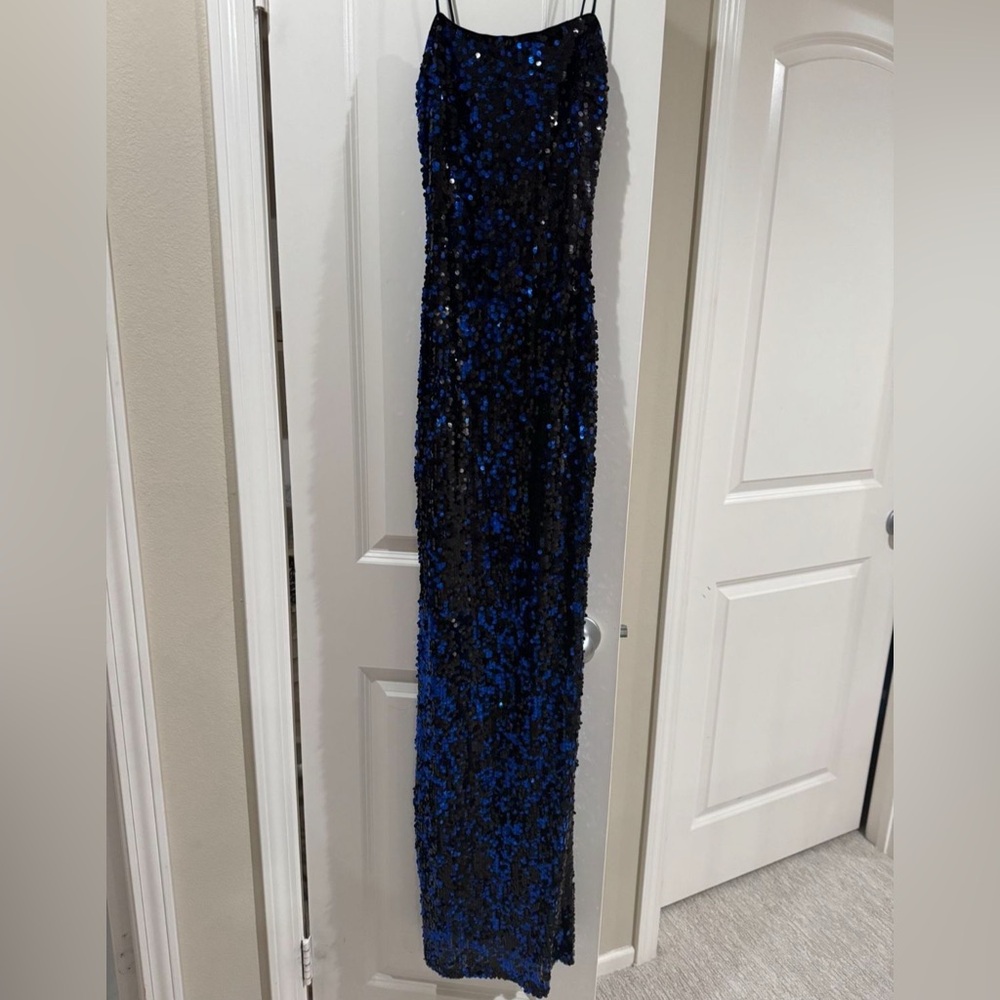 Midnight Blue and Black Sequin Dress